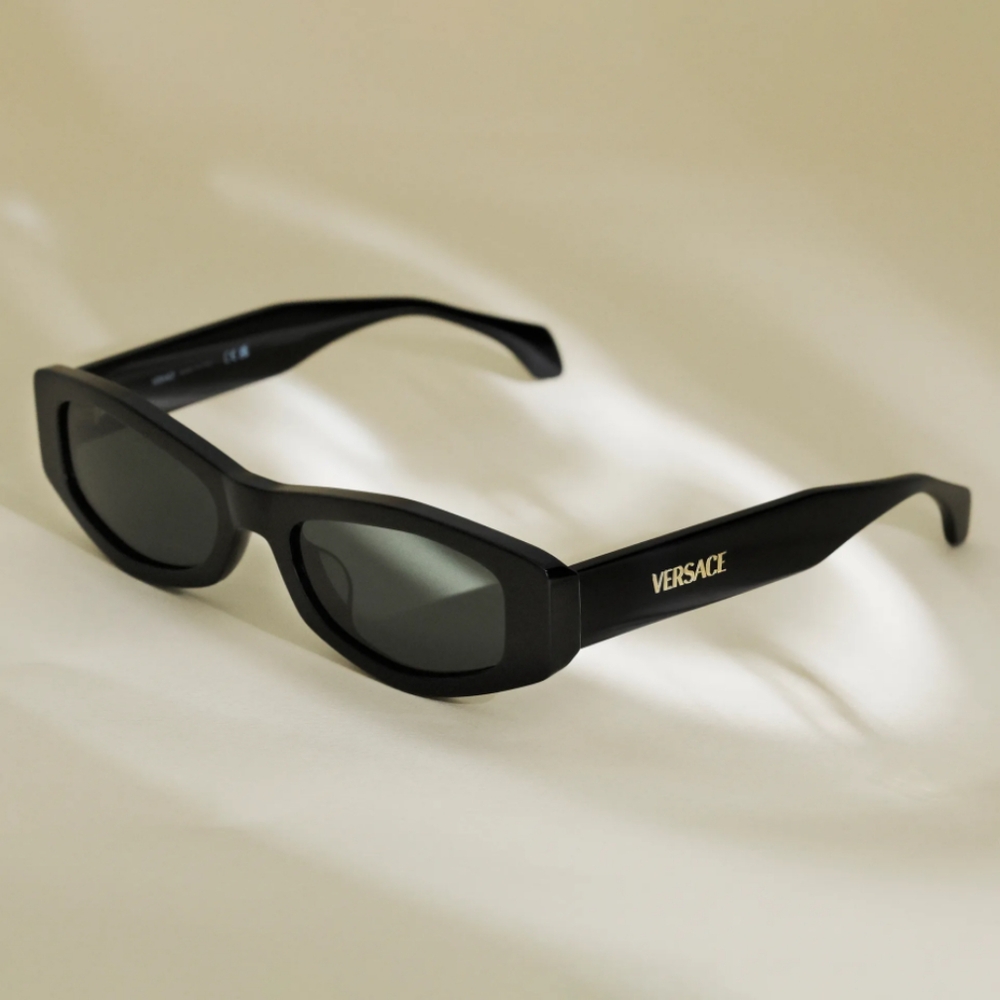 Versace Black Rectangular Sunglasses with Matte Finish
